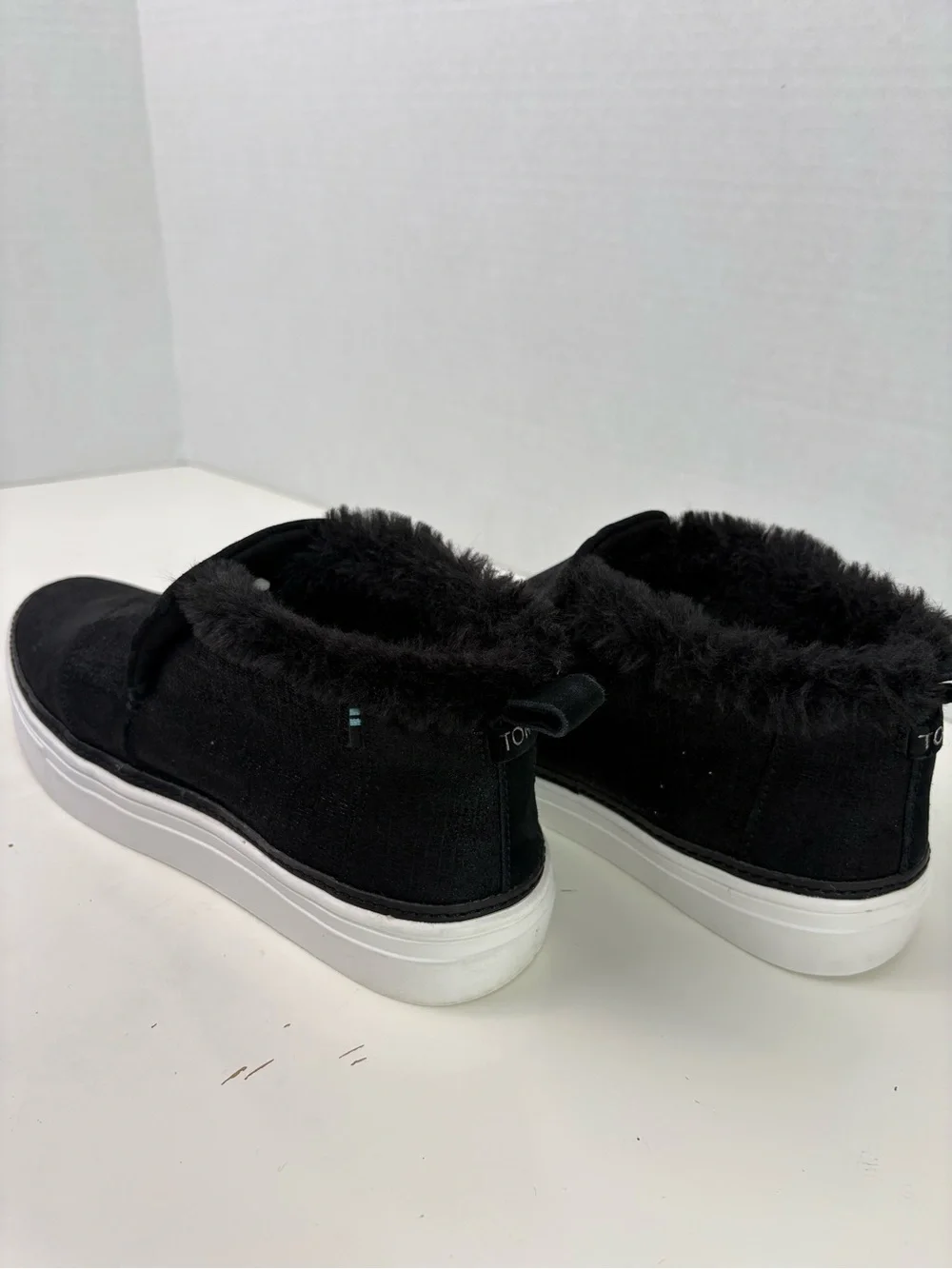 Toms Black Slip-On Fur-Lined Casual Loafers